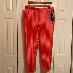 Red and white striped ankle skinny